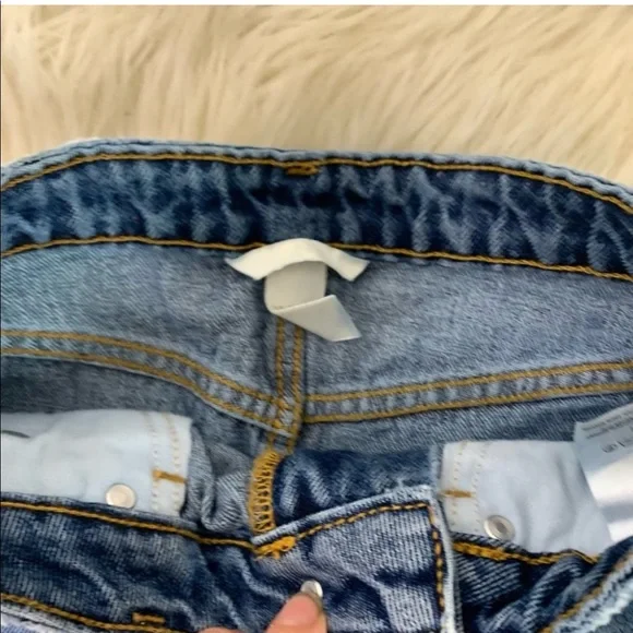 H&M stone wash high rise raw hem denim jean skirt sz4 - Picture 4 of 7